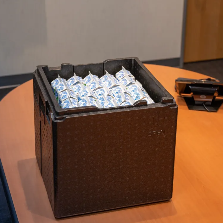 box with milk cartons for schools