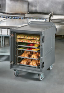 Cart with meals inside for commercial food transportation